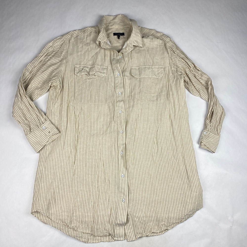 rag & bone Shirtdress Women's Size Large Striped Linen Blend